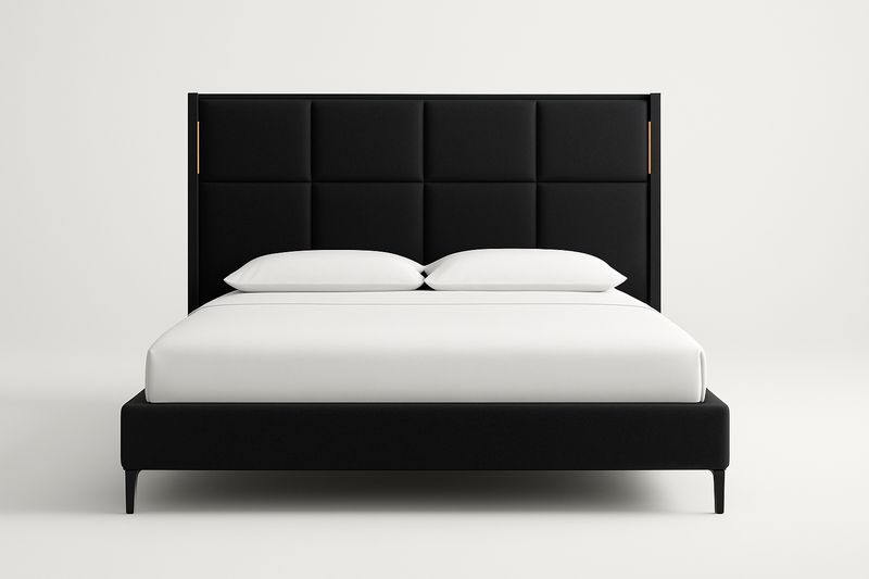 Łóżko tapicerowane czarne welurowe 200x180 cm