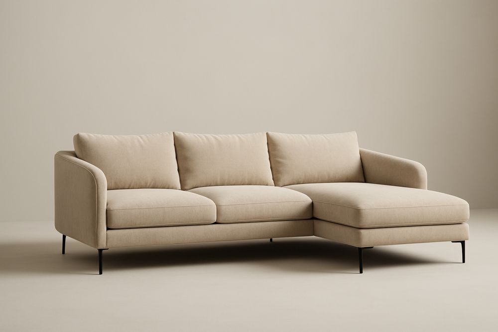 Sofa narożna z tkaniny beżowa 275x175x85 cm