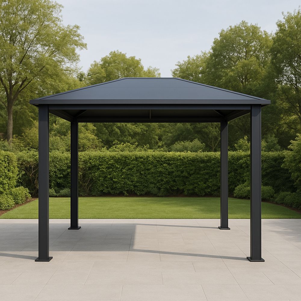 Pawilon ogrodowy aluminiowy poliwęglan szary 300x300x260 cm