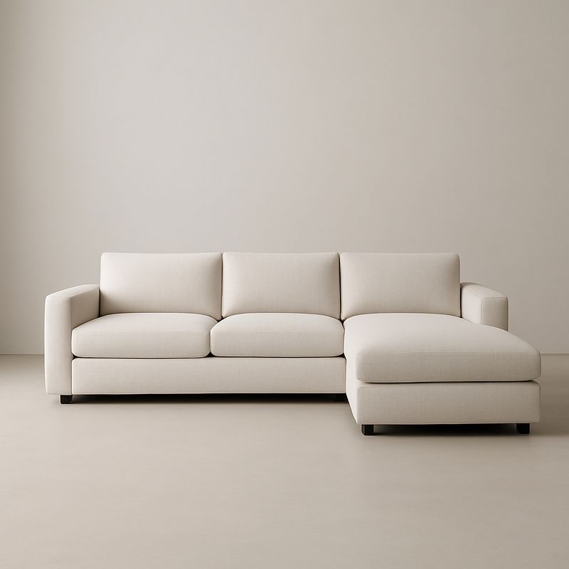 Sofa narożna L kształt kremowy poliester