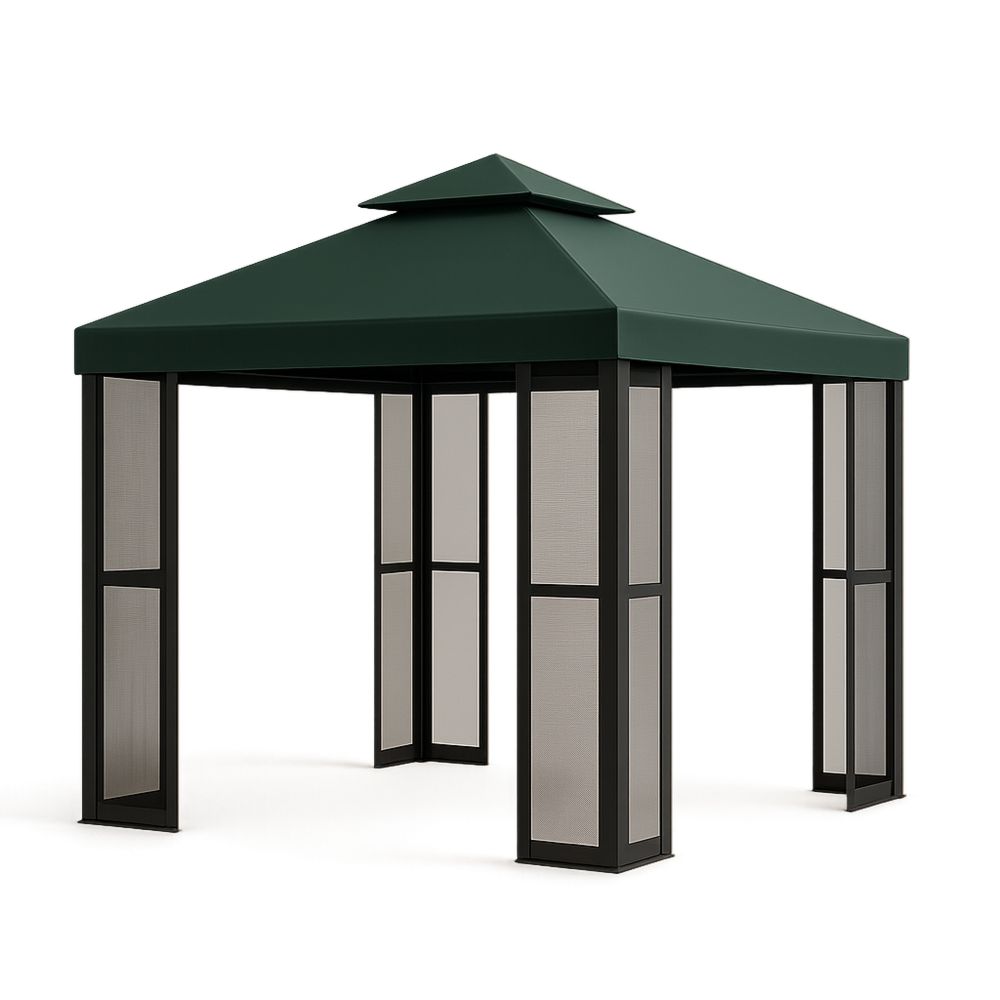 Altana ogrodowa stalowa 3x3m z poliestrową zieloną powłoką