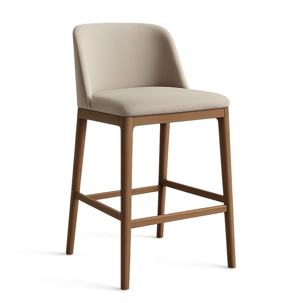 Krzesło barowe drewno dąb tkanina beżowe 100cm