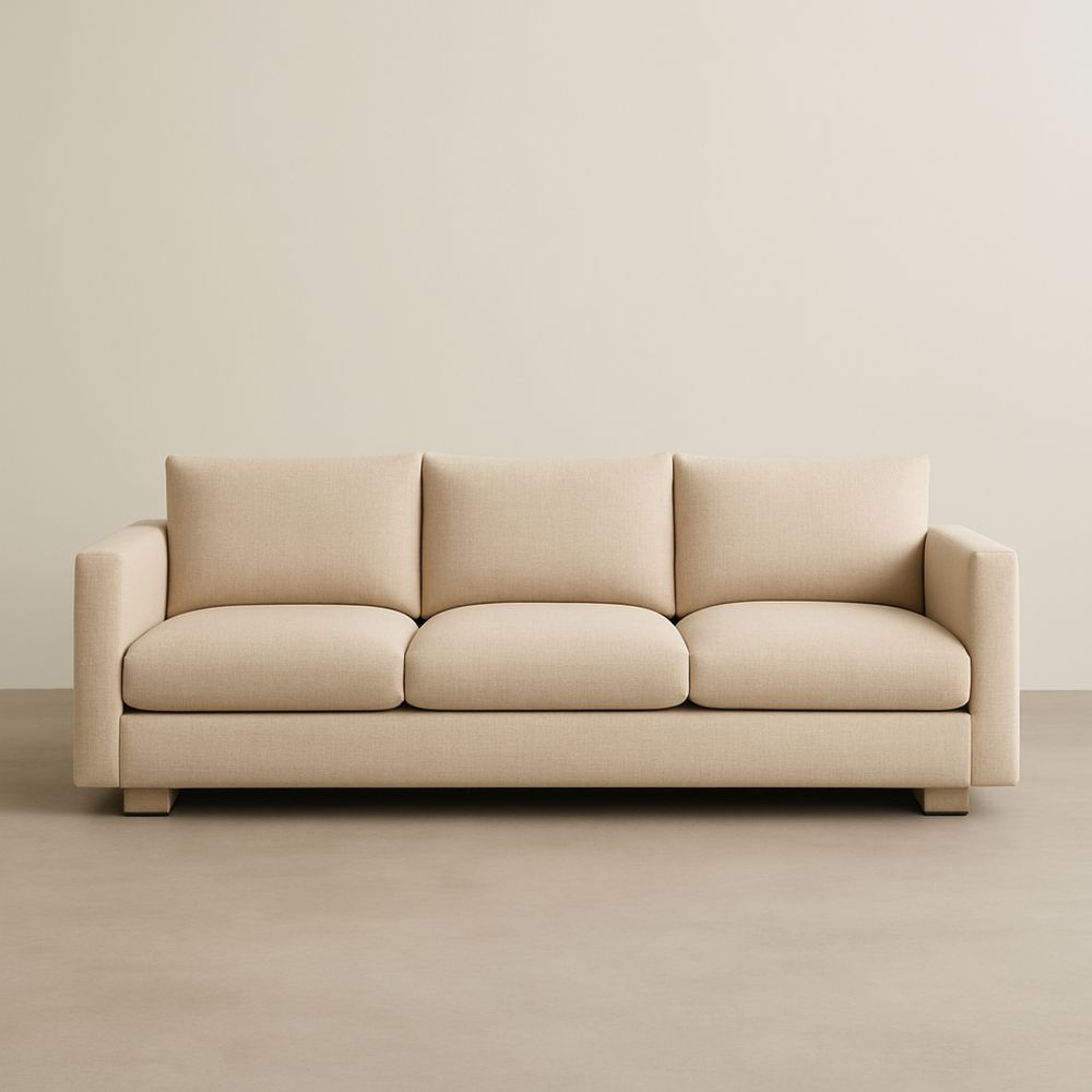 Sofa trzyosobowa prostokątna tkanina beżowa 200x90x75 cm