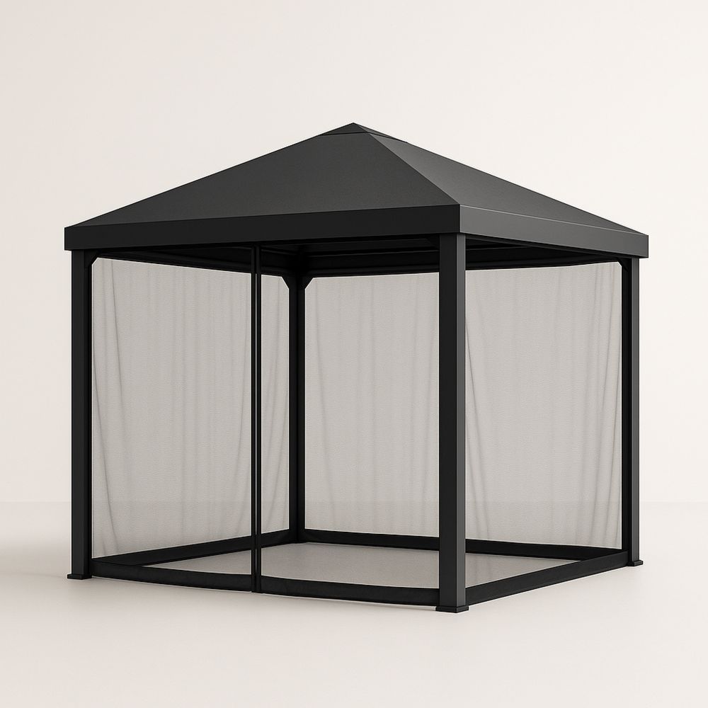 Altana ogrodowa z aluminium z moskitierą 3m x 3m Czarna