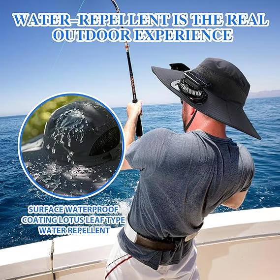 🔥LAST DAY 49% OFF - Wide Brim Solar Fan Outdoor Fishing Hat-Solar & USB Charging