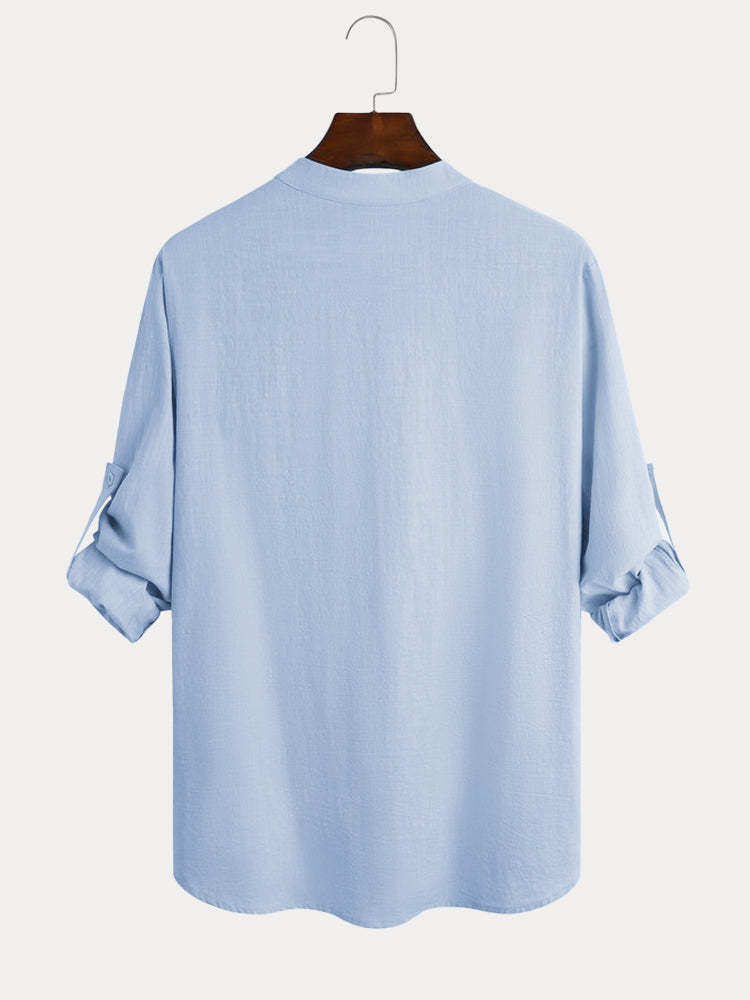 Men's  Cotton Linen Casual Long Sleeve Shirt