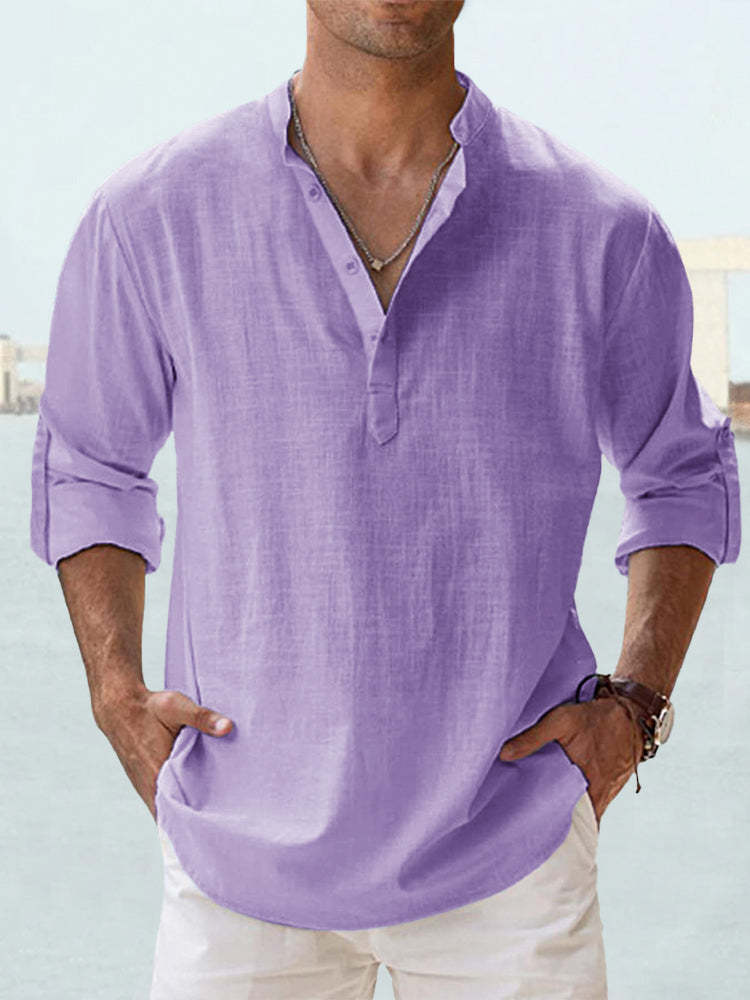 Men's  Cotton Linen Casual Long Sleeve Shirt