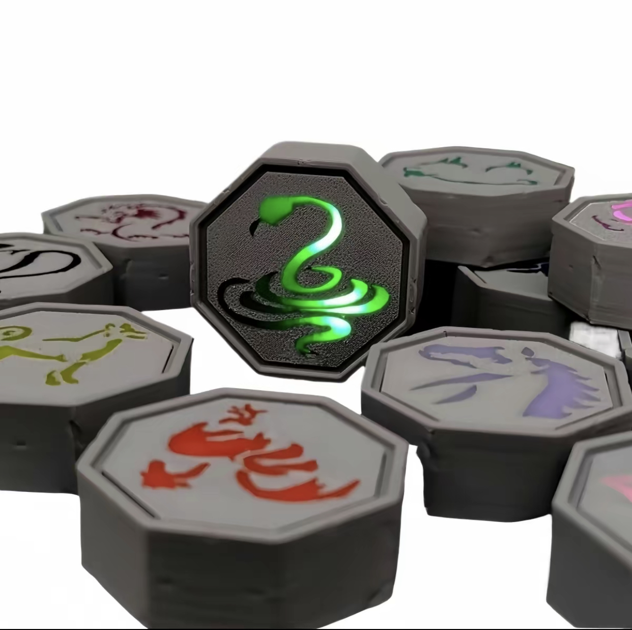 Jackie Chan Adventures Complete Talisman Collection, 12 Removable Talismans with Light Up Effect, Durable PETG, Battery Replaceable