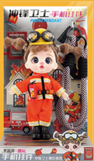 LUOLIFEN DOLL - FIREFIGHTERS AND TRAFFIC POLICE - TRENDY DOLLS - PHONE PENDANT