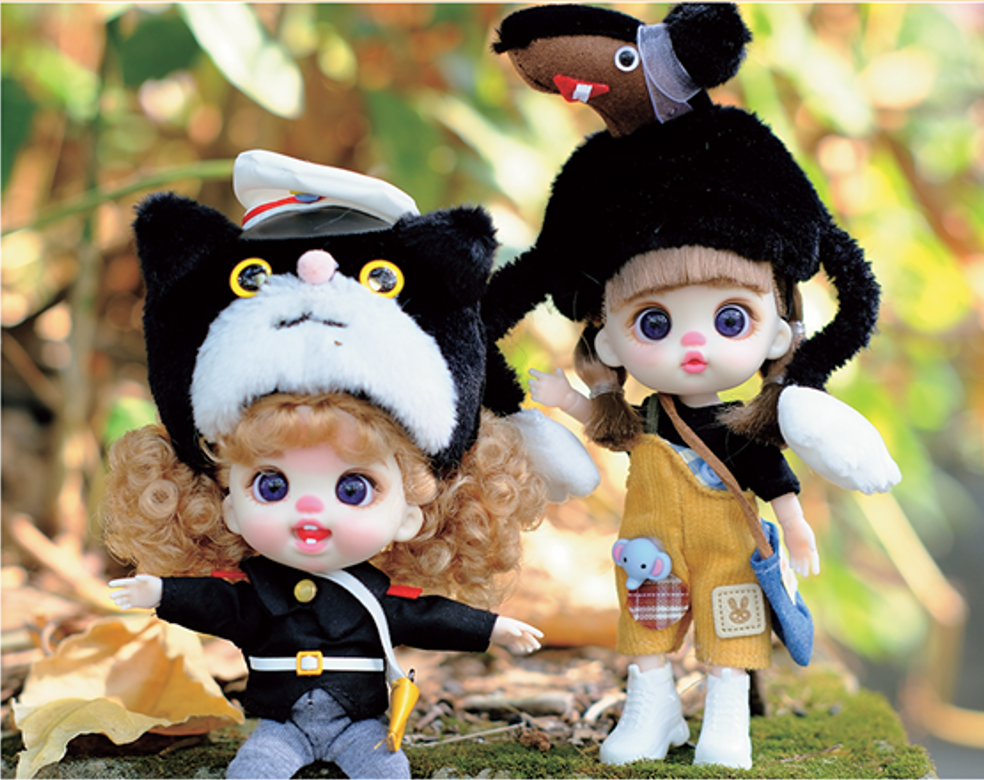 LUOLIFEN DOLL BLACK CAT DETECTIVE TRENDY DOLLS - PHONE PENDANT -