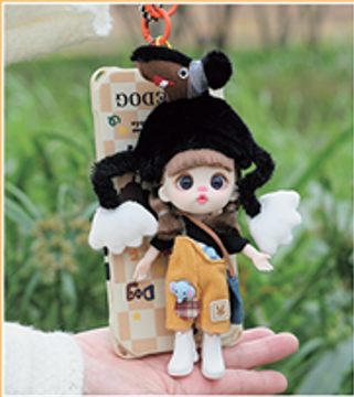 LUOLIFEN DOLL BLACK CAT DETECTIVE TRENDY DOLLS - PHONE PENDANT -