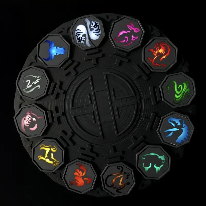 Jackie Chan Adventures Complete Talisman Collection, 12 Removable Talismans with Light Up Effect, Durable PETG, Battery Replaceable