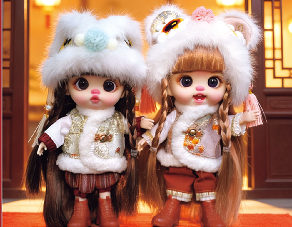 LUOLIFEN DOLL - LUCKY FU DOLL WITH LION DANCE HEAD - TRENDY DOLLS - PHONE PENDANT