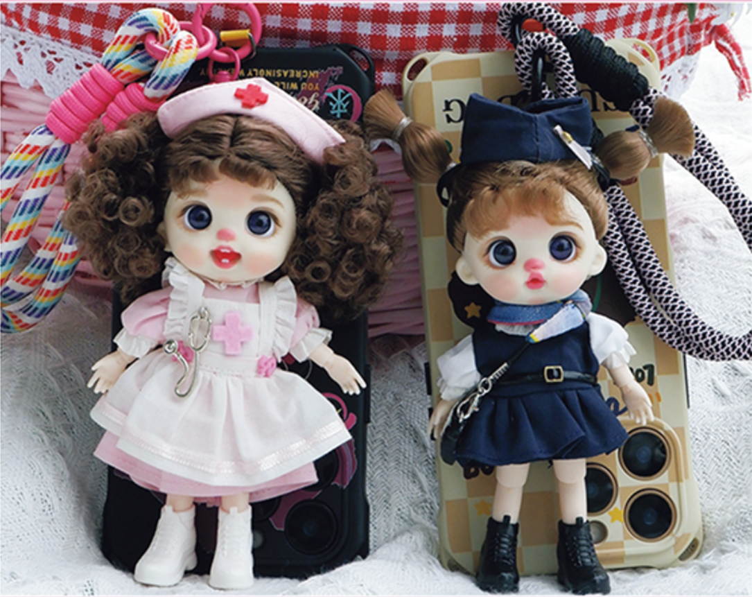 LUOLIFEN DOLL - FLIGHT ATTENDANT AND NURSE - TRENDY DOLLS - PHONE PENDANT