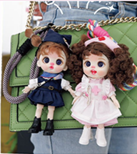 LUOLIFEN DOLL - FLIGHT ATTENDANT AND NURSE - TRENDY DOLLS - PHONE PENDANT