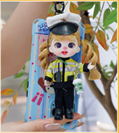 LUOLIFEN DOLL - FIREFIGHTERS AND TRAFFIC POLICE - TRENDY DOLLS - PHONE PENDANT