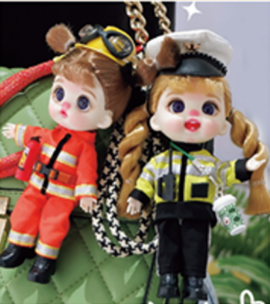 LUOLIFEN DOLL - FIREFIGHTERS AND TRAFFIC POLICE - TRENDY DOLLS - PHONE PENDANT