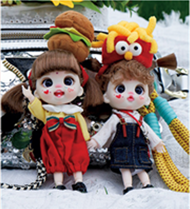 LUOLIFEN DOLL - HAMBURGERS AND FRENCH FRIES - TRENDY DOLLS - PHONE PENDANT