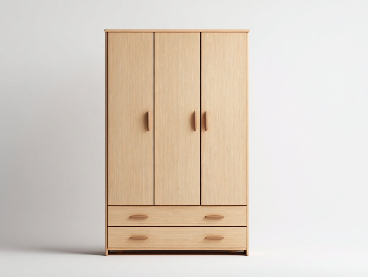 Kleiderschrank mit drei Türen Holz 120x55x190 cm - Naturholz - Modernes Design geeignet für Schlafzimmer-Oakgonest