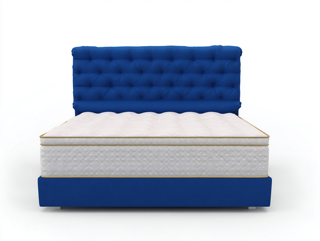 Doppelbett Polsterbett Stoff 210x180x115 cm - Blau - Modernes Schlafzimmerdesign-Oakgonest