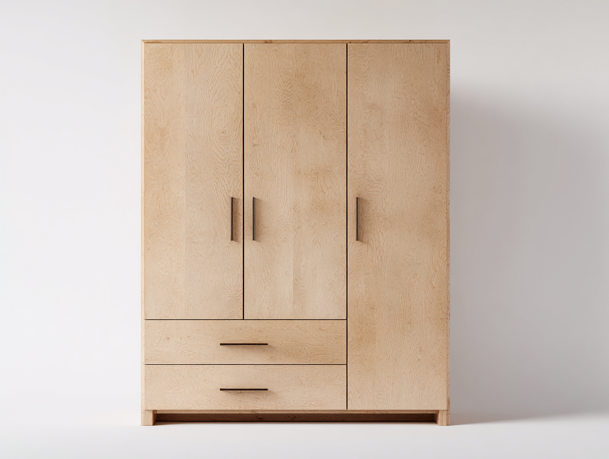 Kleiderschrank mit drei Türen Holz 150x60x200 cm - Eichefarben - mit Schubladen - Modernes Design für Schlafzimmer-Oakgonest