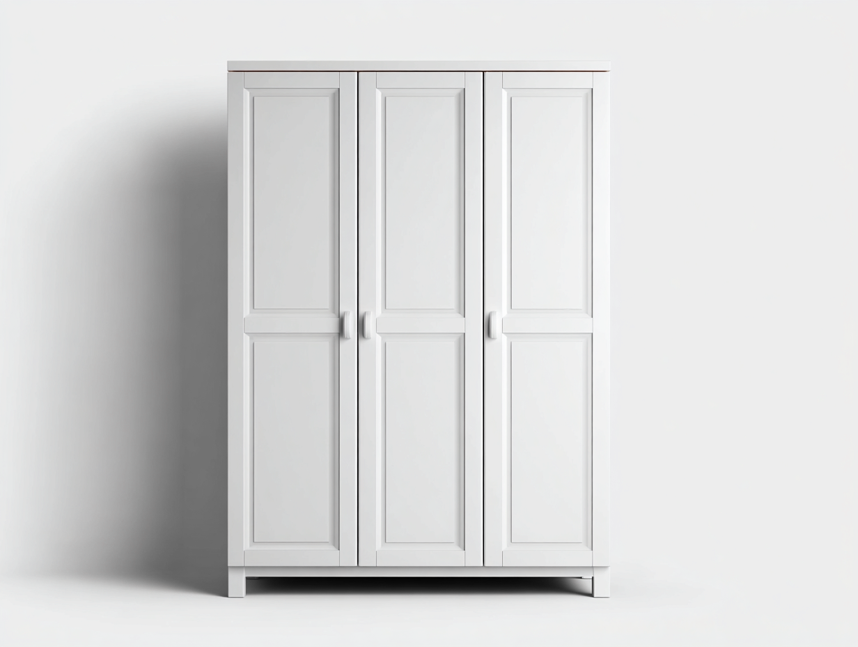 Kleiderschrank mit drei Türen Holz 150x60x200 cm - Weiß - Klassisches Design für Schlafzimmer-Oakgonest