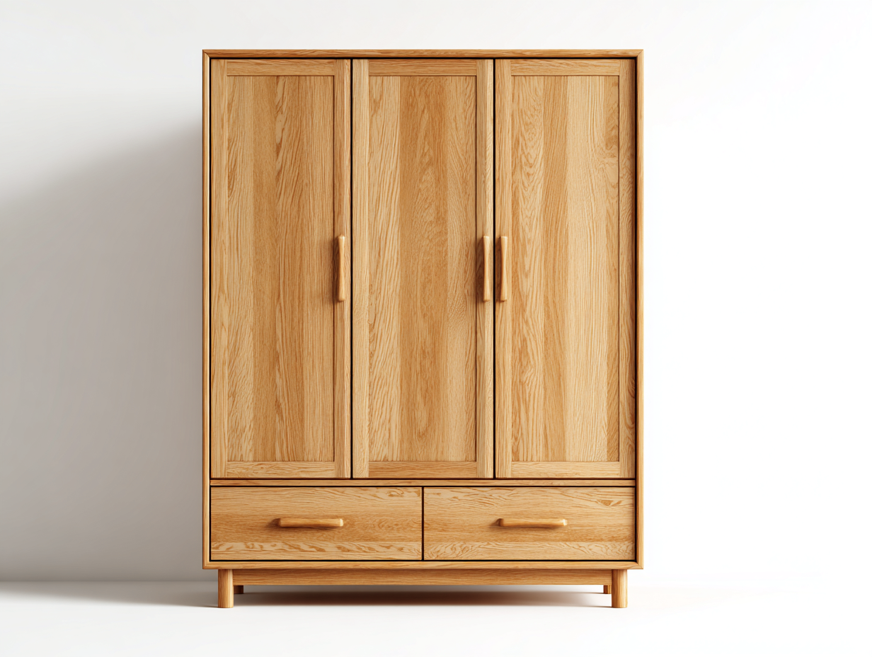 Kleiderschrank mit drei Türen Massivholz 120x55x190 cm - Naturholz - Modernes Design geeignet für Schlafzimmer und Gästezimmer-Oakgonest