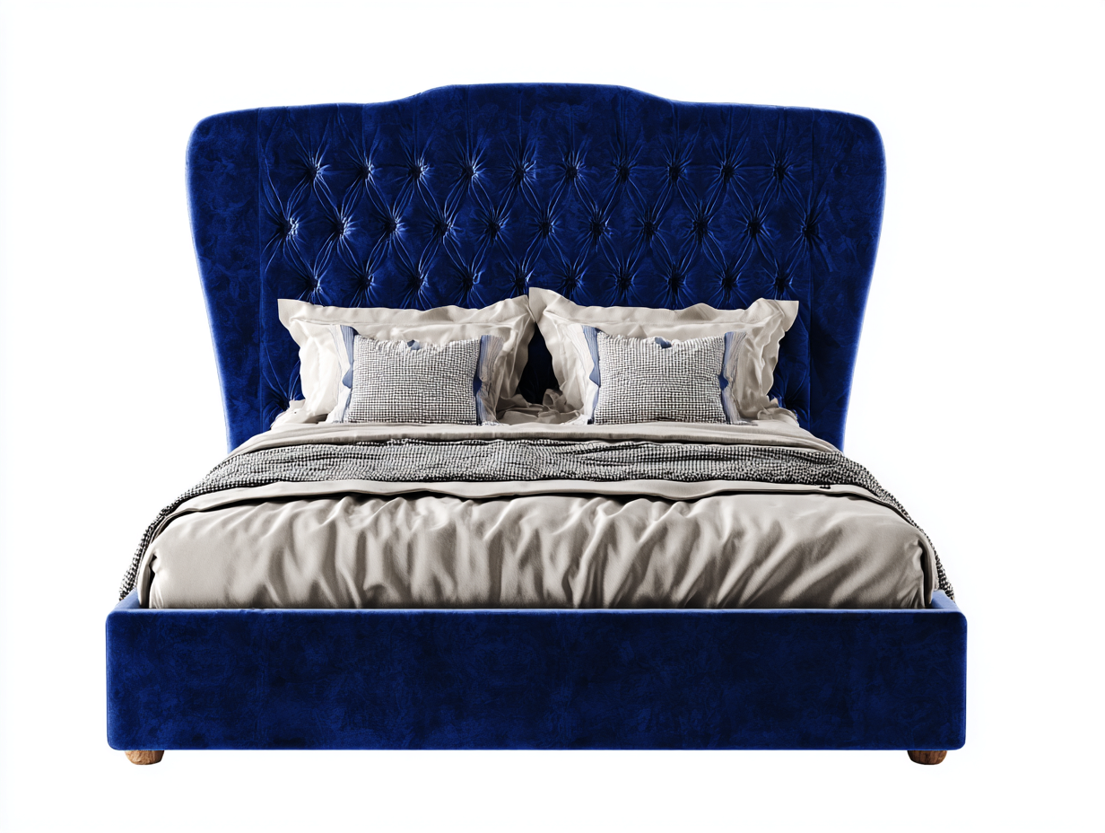 Doppelbett Samt 200x160x115 cm - Dunkelblau - Gepolstertes Kopfteil - Modernes Design für Schlafzimmer-Oakgonest