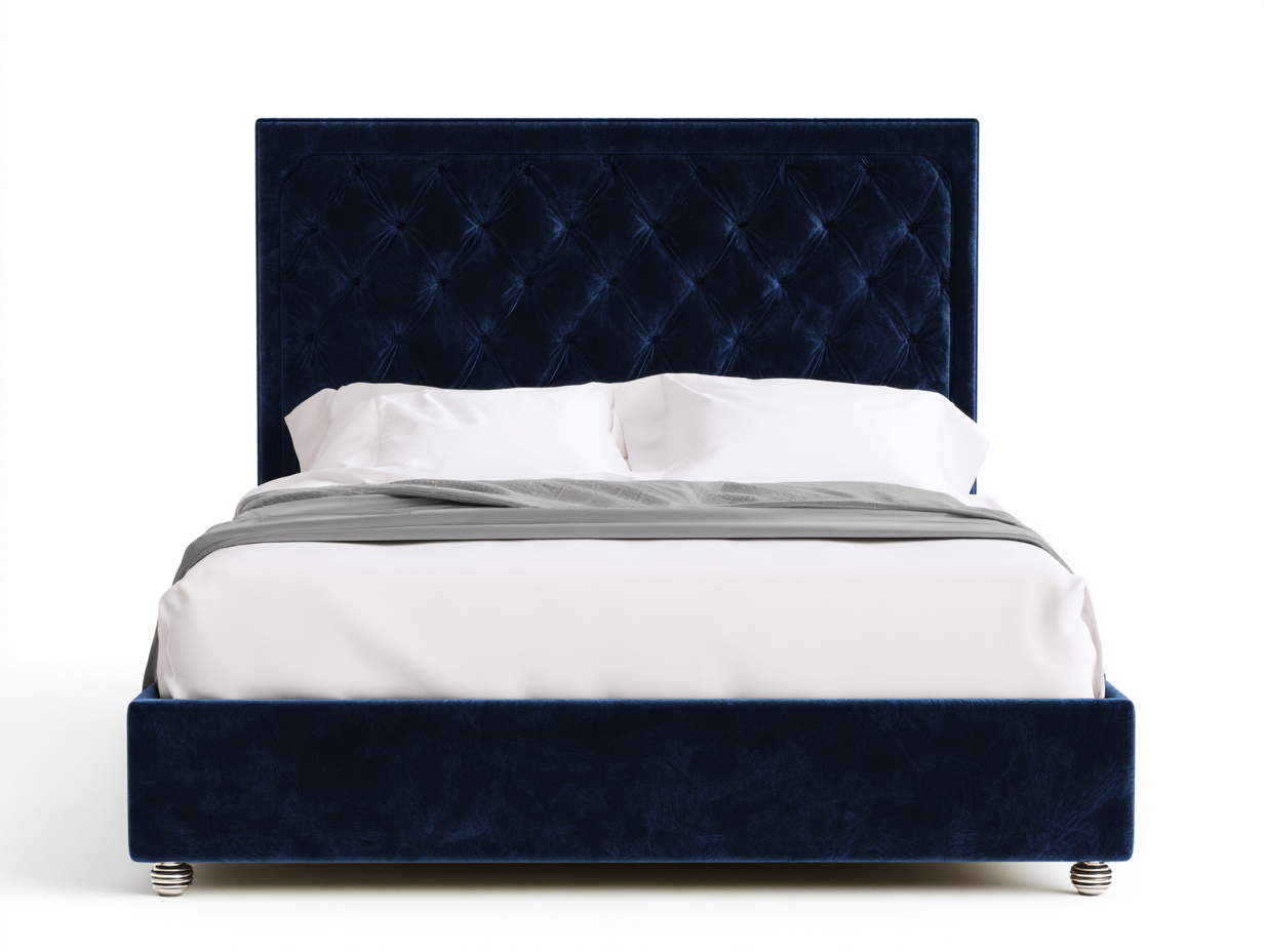 Doppelbett Polsterbett Samt 210x180x110 cm - Dunkelblau - Modernes Schlafzimmerdesign-Oakgonest