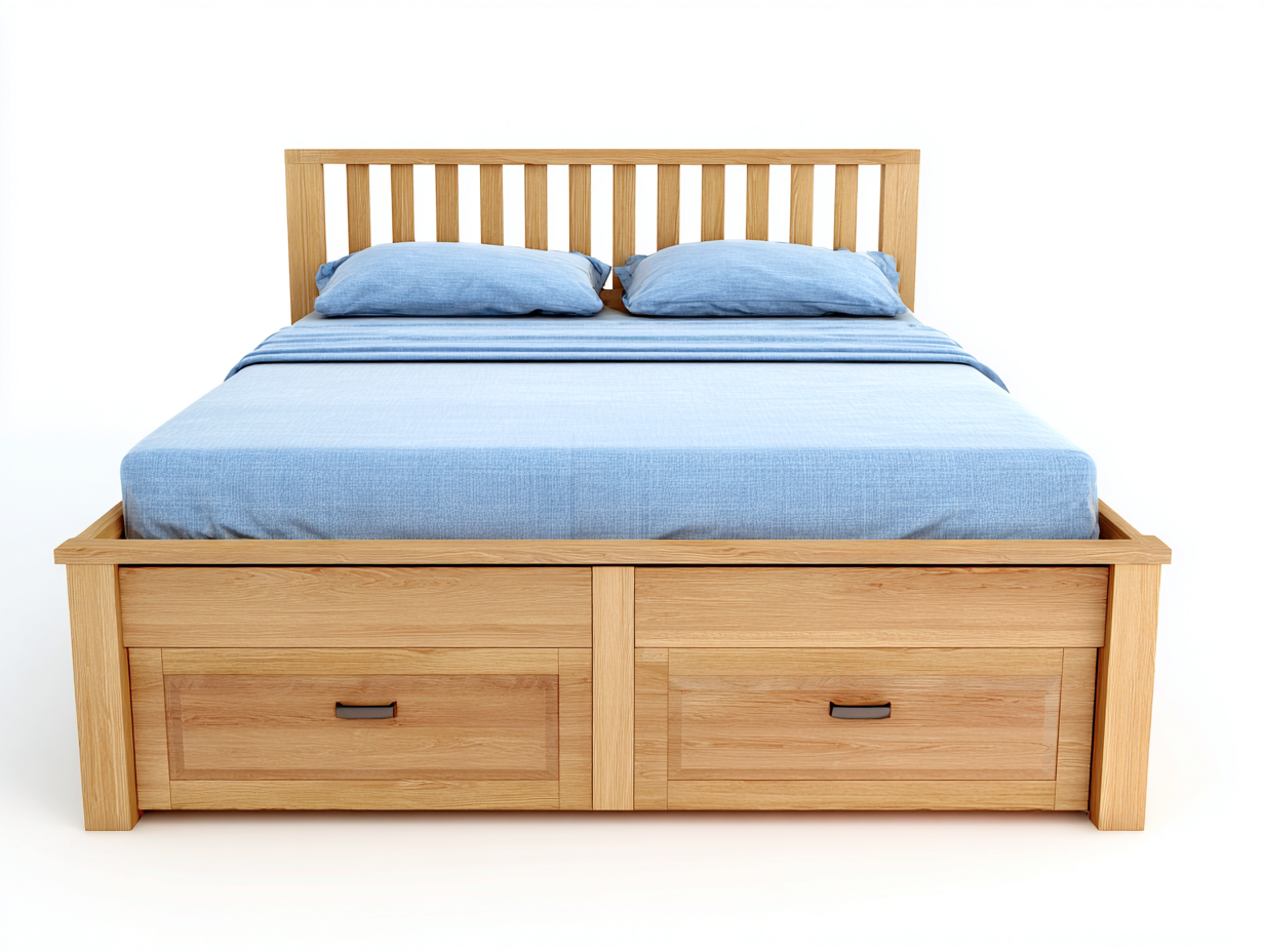 Doppelbett Holz 200x160x95 cm - Eichefarben - mit Stauraum - Modernes Design für Schlafzimmer-Oakgonest