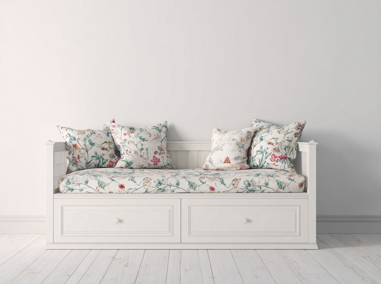 Schlafsofa Holz 200x90x85 cm - Weiß - mit Schubladen - Klassisches Design für Schlafzimmer und Gästezimmer-Oakgonest