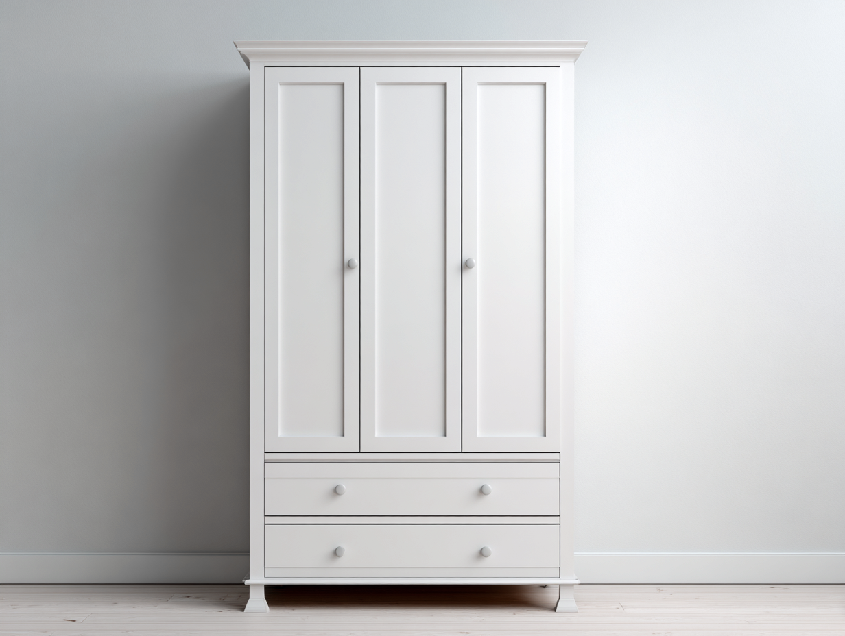 Kleiderschrank mit drei Türen Holz 150x60x200 cm - Weiß - Klassisches Design für Schlafzimmer-Oakgonest