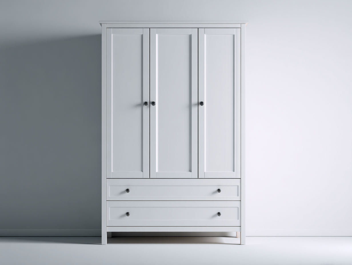 Kleiderschrank mit drei Türen Holz 120x55x190 cm - Weiß - Klassisches Design geeignet für Schlafzimmer-Oakgonest