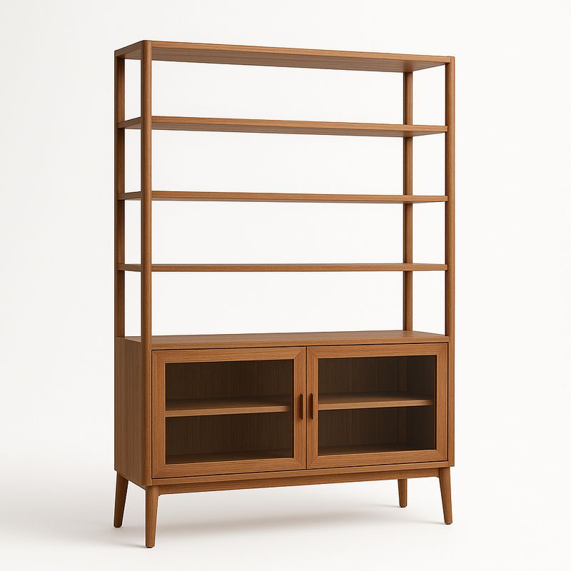 Regał drewniany z drzwiami szklanymi brązowy 200x100x40 cm