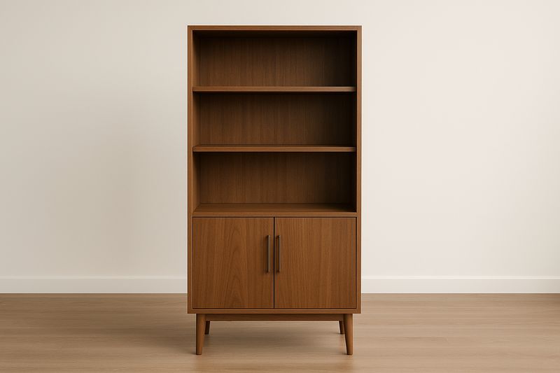 Regał drewniany z półkami i szafką 160x80x35 cm