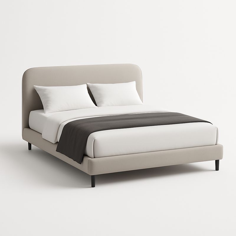 Łóżko tapicerowane beżowe 200x160 cm poliester