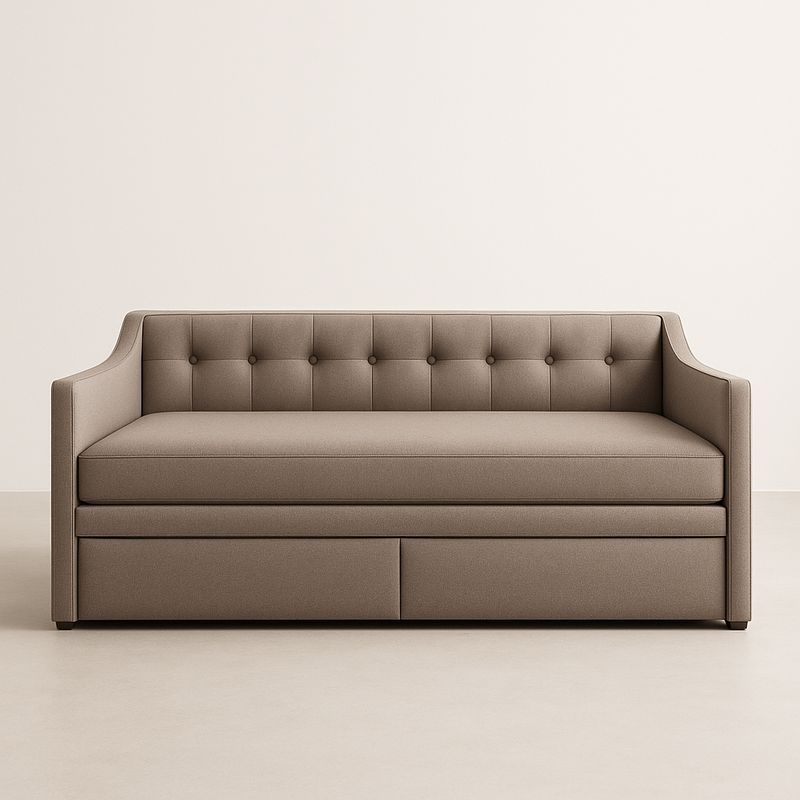 Sofa tapicerowana poliester brązowa z funkcją spania