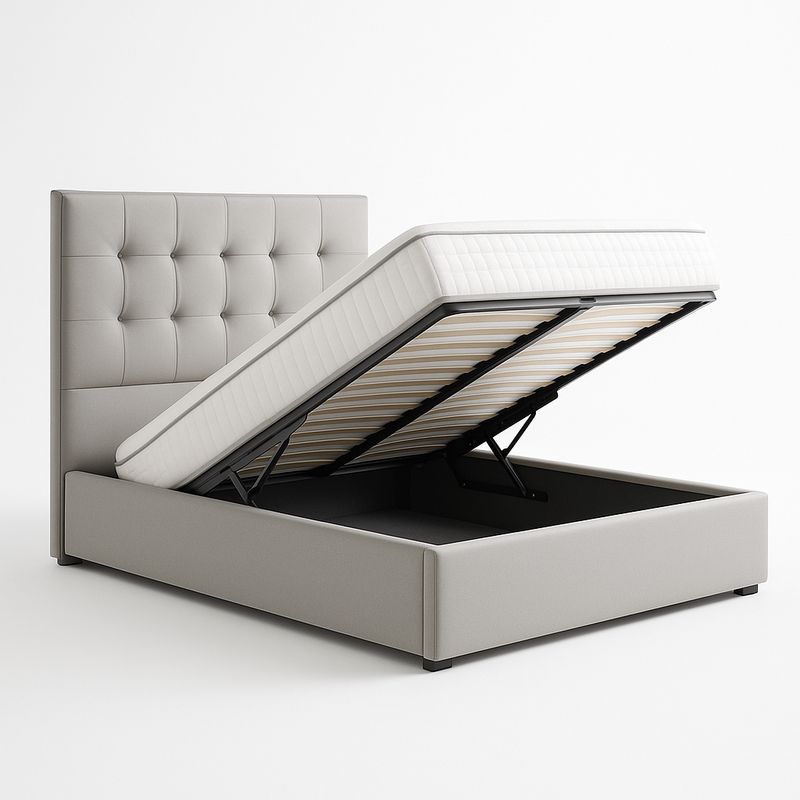 Łóżko tapicerowane z pojemnikiem szare 200x160 cm