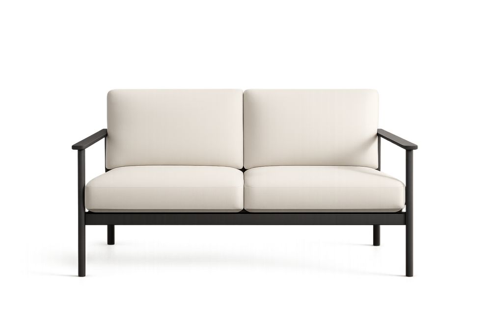 Dwuosobowa sofa stalowa z poliestrowymi poduszkami Czarny/Beżowy