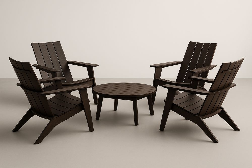 Zestaw mebli z 4 krzesłami i stołem z drewna w kolorze Ciemnobrązowym