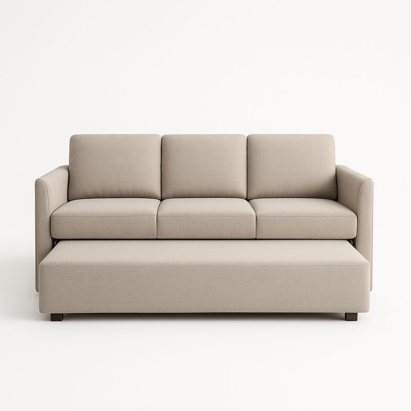 Sofa rozkładana 3-osobowa beżowa tkanina 200x85x90 cm