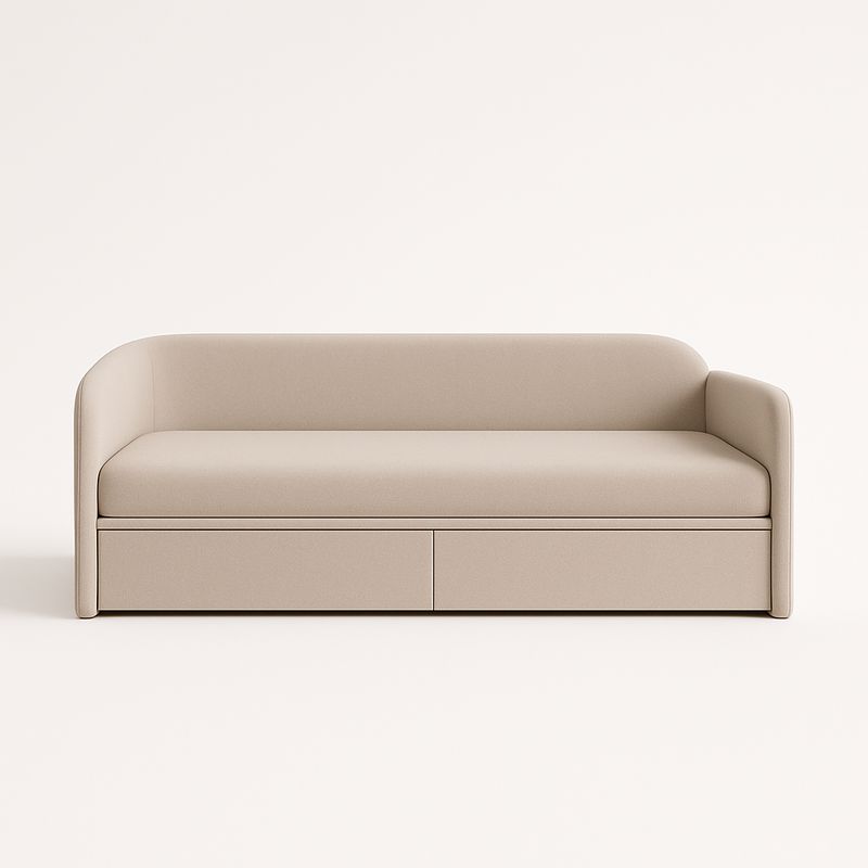 Sofa tapicerowana beżowa z pojemnikiem 200x90x75 cm