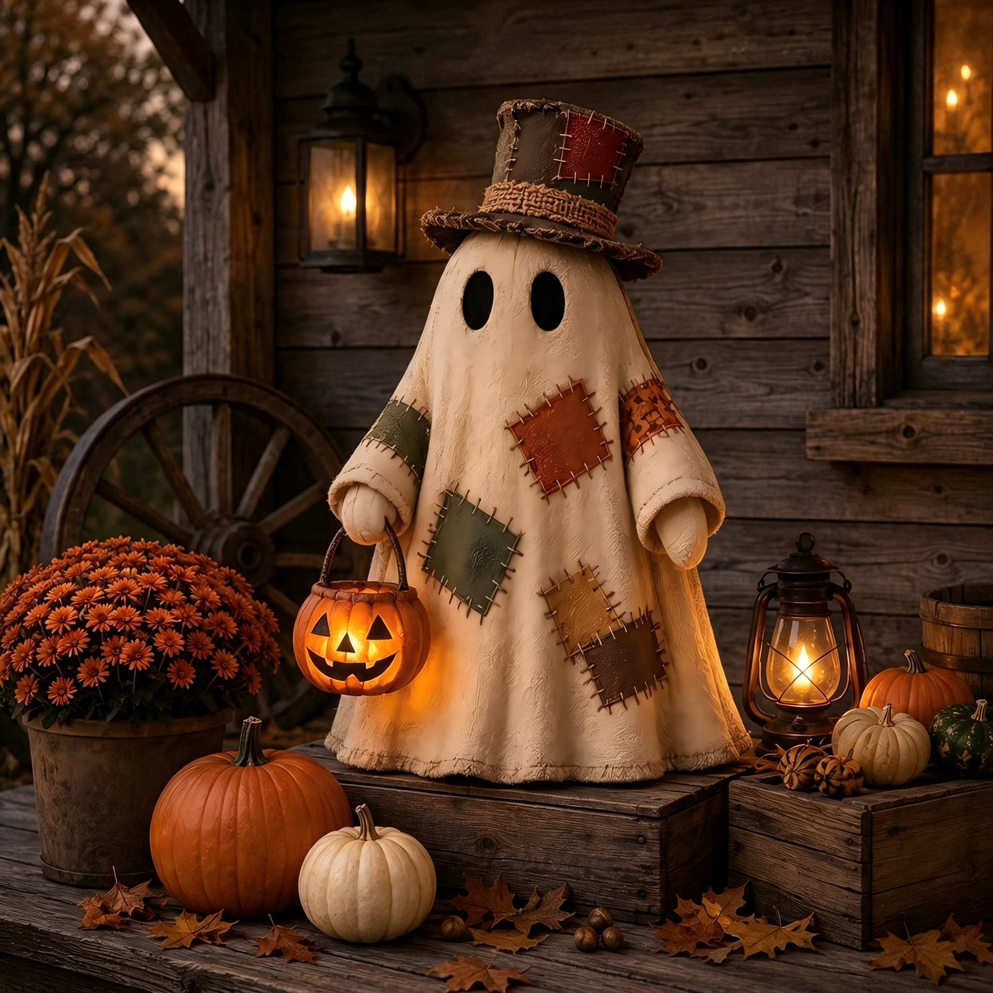 🏆Limited Time Sale 49% OFF🍂👻 Lighted Vintage Patchwork Ghost