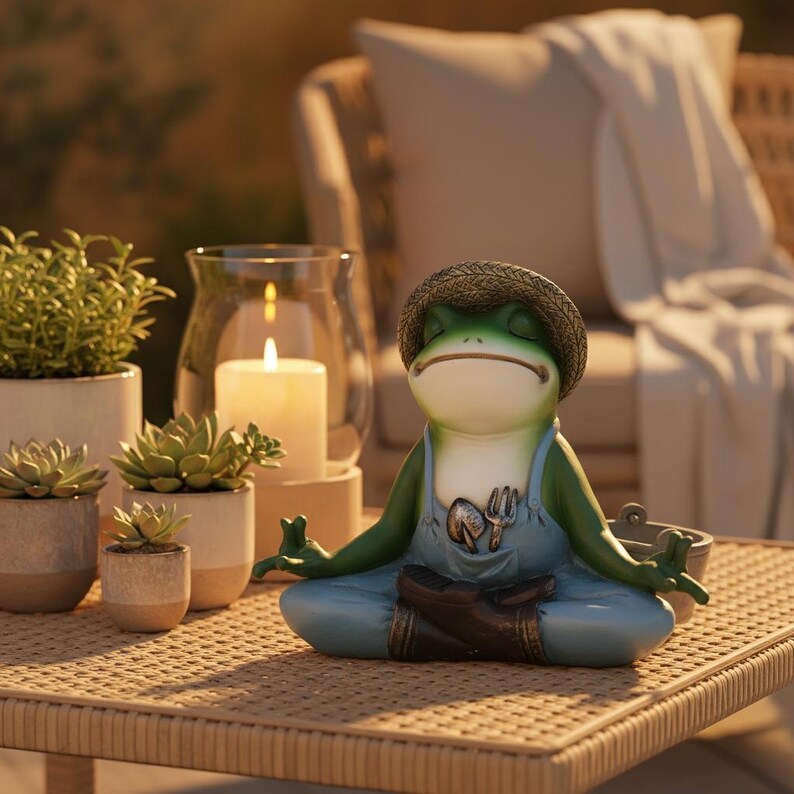 Charming Frog Gardener Statue | Whimsical Garden Decor Ornament | Delightful Outdoor Patio Figurine