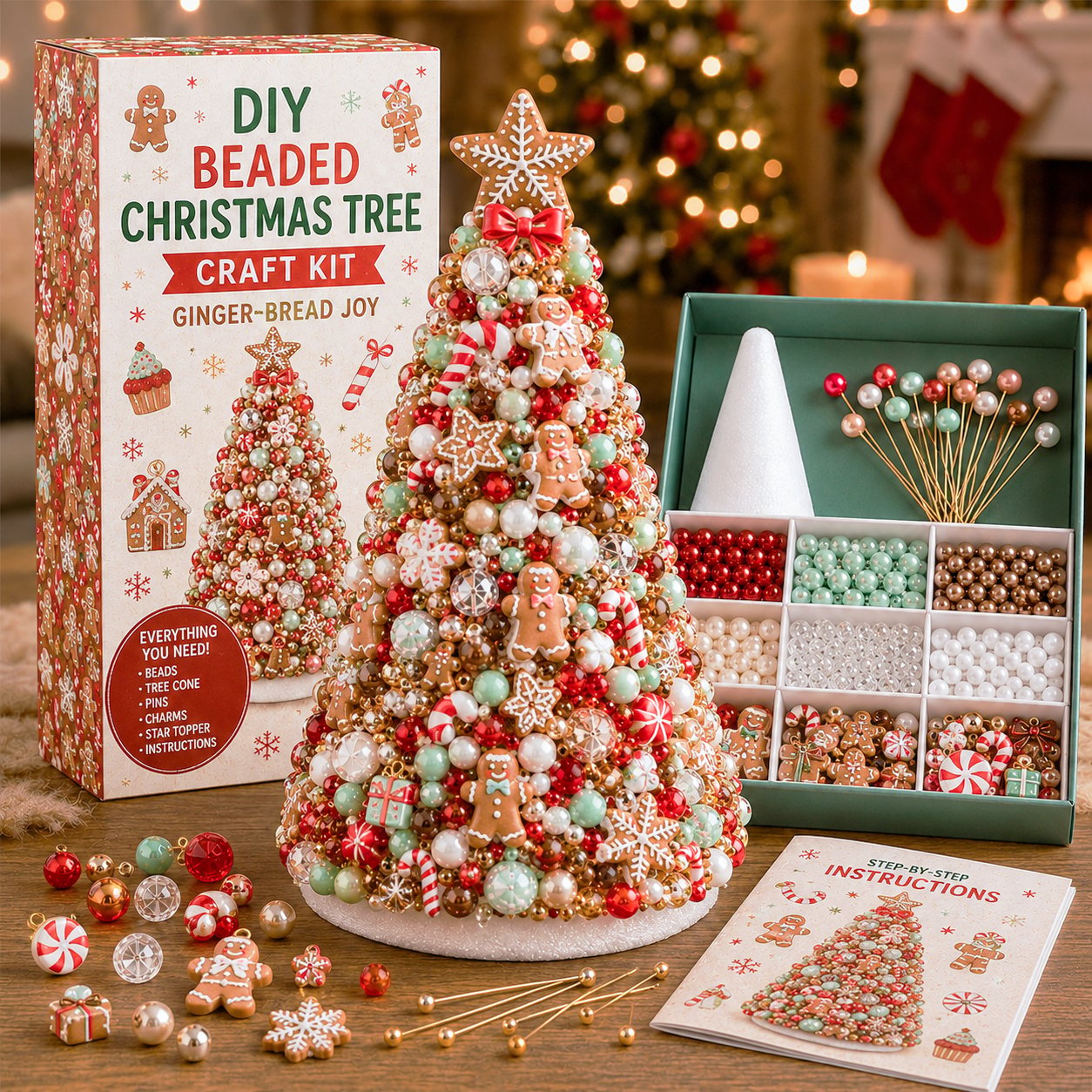 🔥 Last Day 49% OFF – 🎄 DIY Beaded Christmas Tree Craft Kit