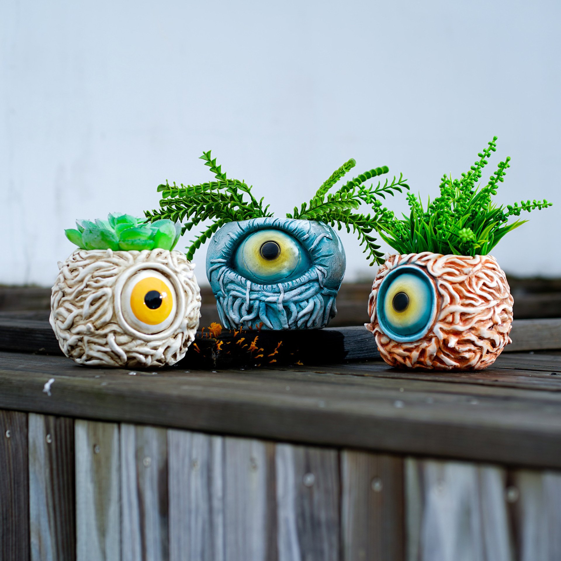 👁️ Handmade Devil's Eye Resin Planter Gothic Spooky Home Decor Pot
