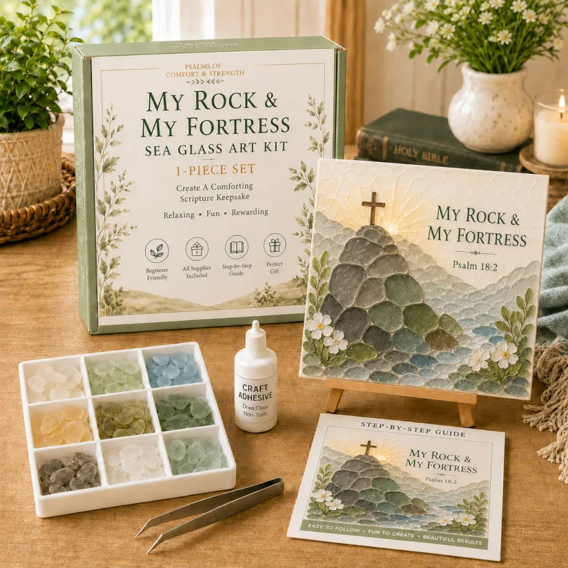 ⏳ Last Day 49% OFF –✝️ Psalms of Comfort & Strength Sea Glass Art Kit