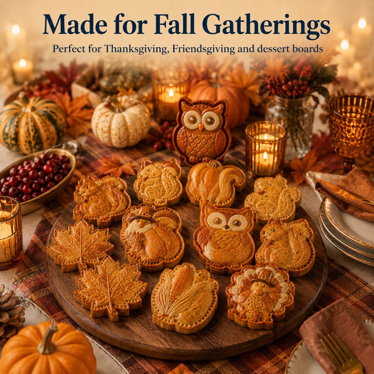 💥Buy 3 Get Free Shipping🔥 Reusable Fall Embossed Mini Pie Molds, 8 Cute Shapes Owl Fox Turkey Pumpkin🥧✨