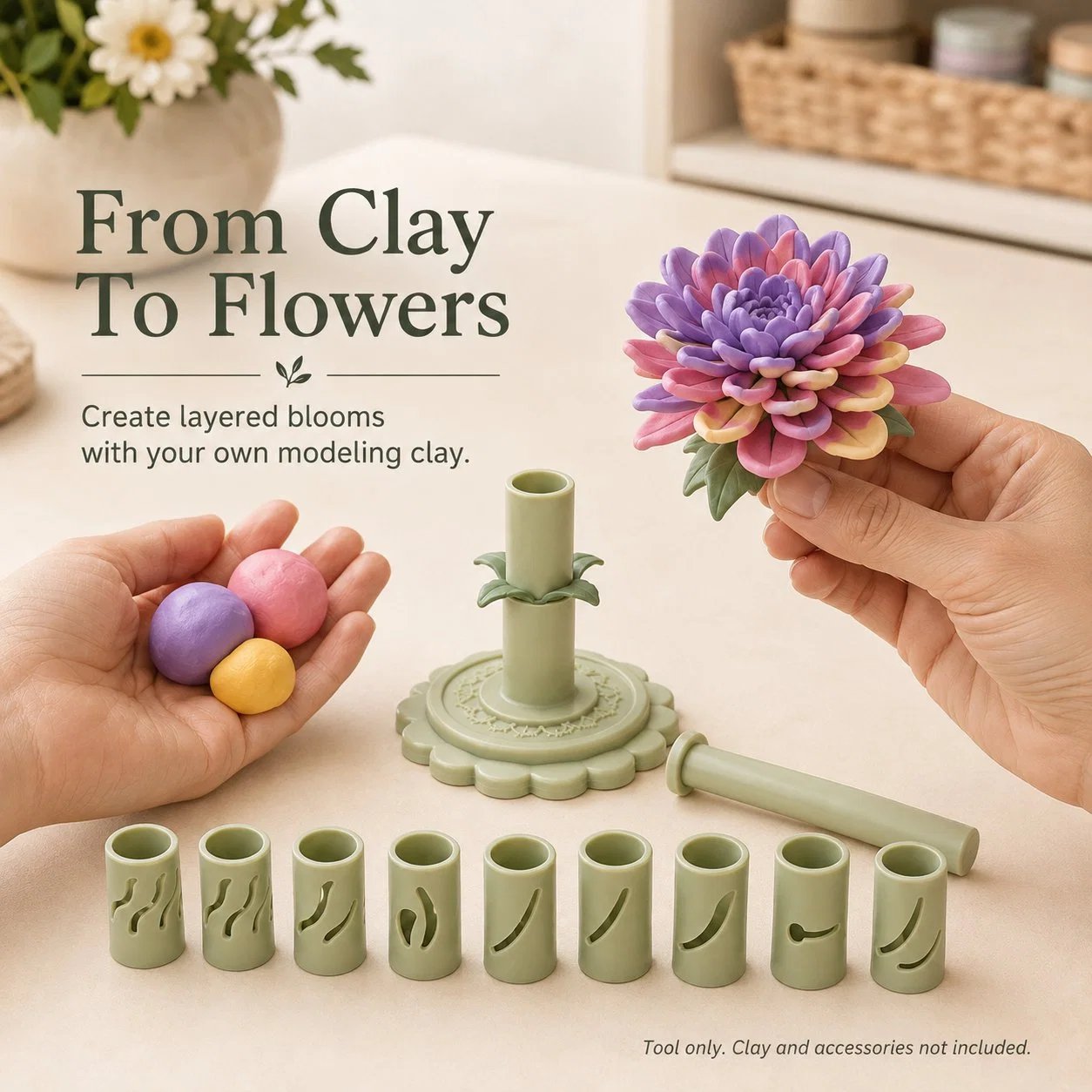 🔥 Last Day Only  49% OFF🎉-Modular Clay Bloom Maker with 9 Shaping Sleeves