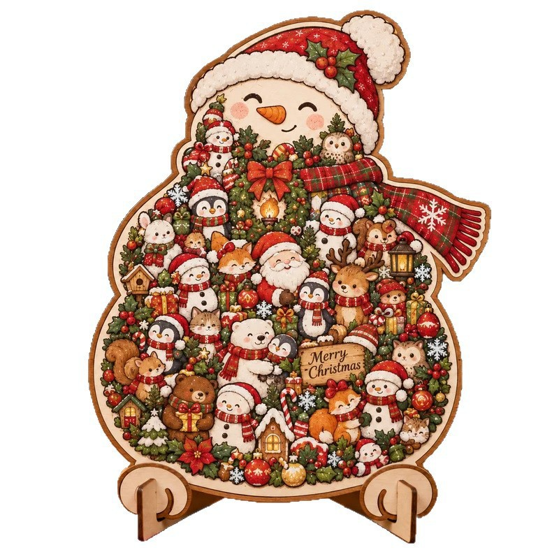 🎄 Wooden Christmas Jigsaw Puzzle Décor — 9 Design Collection